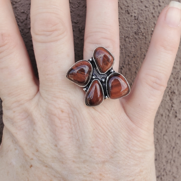 New Red Tiger Eye 925 Silver Ring. - Picture 16 of 16